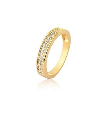 Anel Aparador Zircônias Banho Ouro 18k