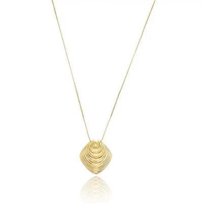 Colar Losango Ondas Banho Ouro 18k