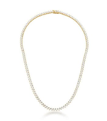 Colar Riviera Rígida Luxo Zircônias Banho Ouro 3 Pontas 45cm