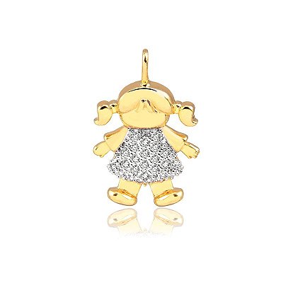 Pingente Menina Zircônias Banhado Ouro 18k