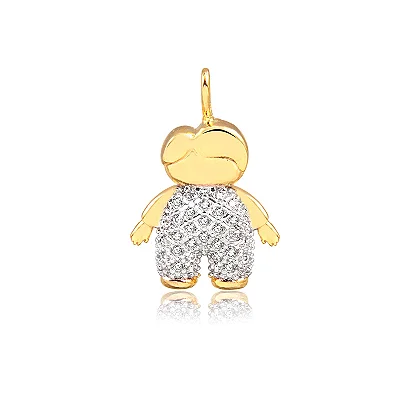 Pingente Menino Zircônias Banhado Ouro 18k