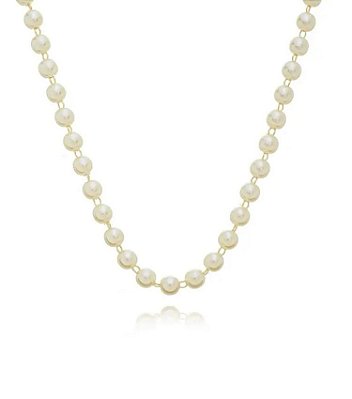 Colar Perola 45cm Banho Ouro 18k