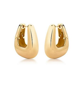 Brinco Argola Triangular Grossa Banho Ouro 18k