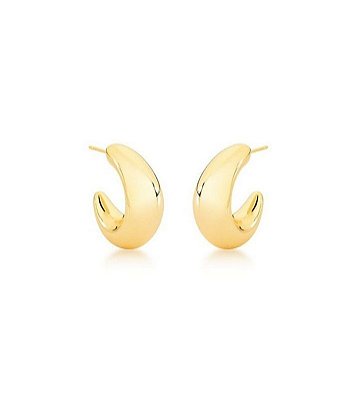 Brinco Argola Abaulada M Banhada a Ouro 18k