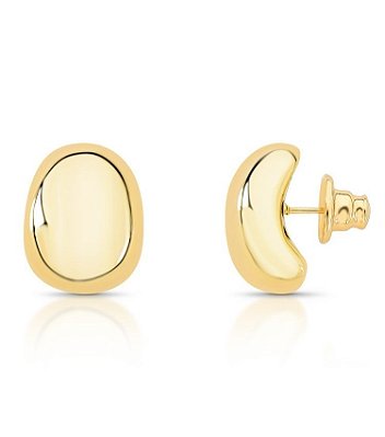 Brinco Botton Bold Abaulado Banho Ouro