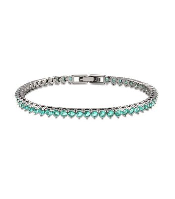 Pulseira Riviera Zircônias Turmalina Ródio Branco 3 Pontas