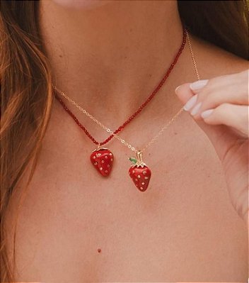 Colar Morango Banhado Ouro18k