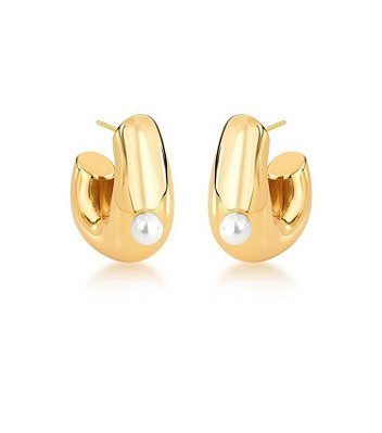 Brinco Argola Pérola Shell Banhado Ouro 18k