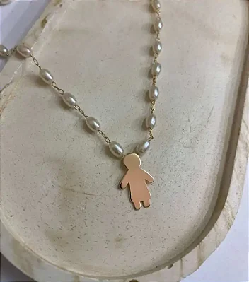 Colar Pérola Filho Banhado Ouro 18k