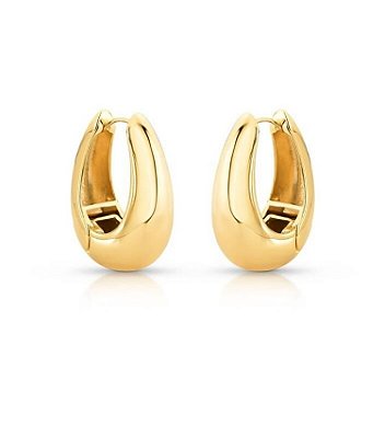 Brinco de Argola Oval Abaulada Banho Ouro 18k