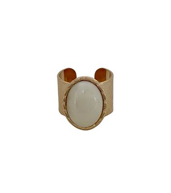 Anel Largo Perolado Banhado a Ouro 18k