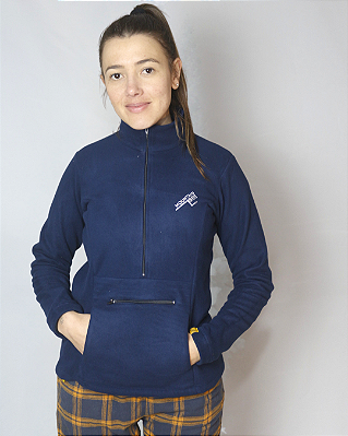 Blusa fleece Bee warm - Feminina Azul Marinho