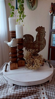 Trio Castiçais Torneados - Madeira