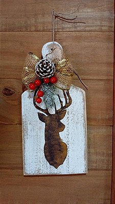 PLACA NATALINA CERVO DECORADA