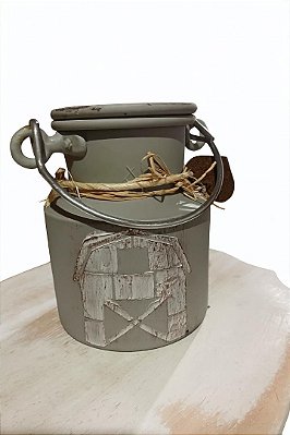 leiteira Galvanizada Cinza 15cm Farmhouse