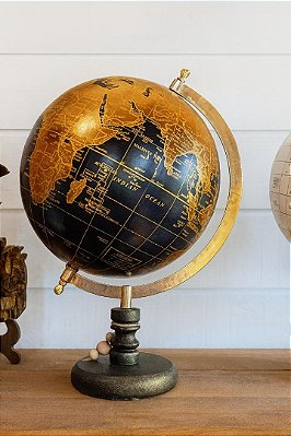 Globo Decorativo 35 cm Preto e Dourado