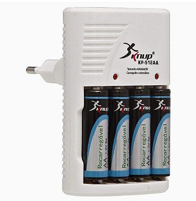 Kit caregador de pilhas+ 4 pilhas recarregaveis 4500mah