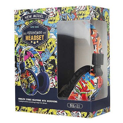 Fone de ouvido bluetooth headset color sem fio bk-21
