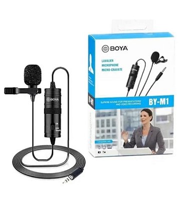 Microfone de lapela profissional boya by-m1 cabo 6 mts