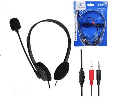 Fone de ouvido com fio e microfone kapbom mo-753