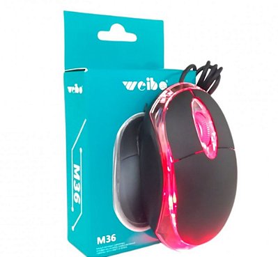 Mouse com fio optico weibo m36