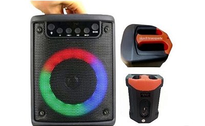 Caixa de som bluetooth rgb 3'' grasep d-3141