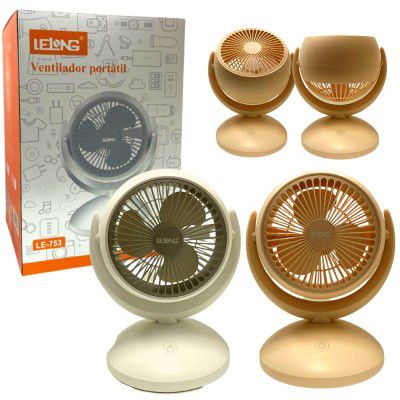 Ventilador portatil de mesa lelong le-753 branco