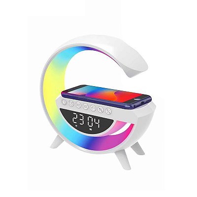 Caixa de som bluetooth luminaria e carregador de celular radio fm bt-3401
