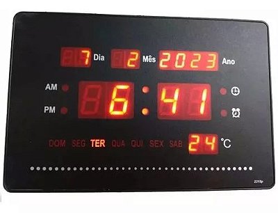 Relogio de parede digital dia/mes/ano/temperatura/alarme