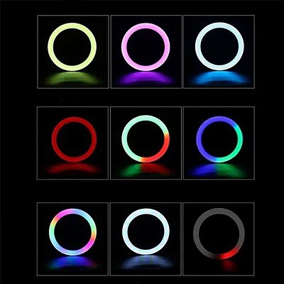 Ring light de mesa 6' 16cm suporte fixo de celular rgb led