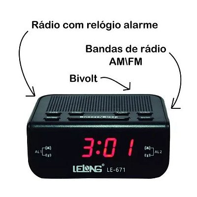 Radio relogio despertador lelong le-671