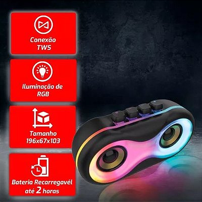caixa de som bluetooth/tf/usb/fm radio/aux recarregavel led rgb 14w xtrad kms-6685