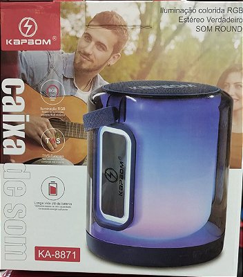 Caixa de som bluetooth/usb/tf/fm radio com led rgb kapbom ka-8871
