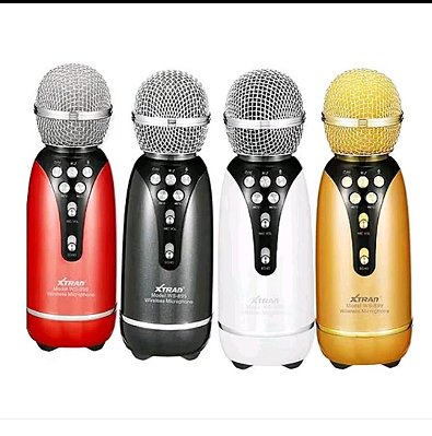 Microfone karaoke recarregavel tf/usb/fm radio xtrad ws-899