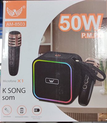 Caixa de som com karaoke e microfone 50w altomex am-8503