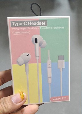 Fone de ouvido com fio tipo c intra auricular