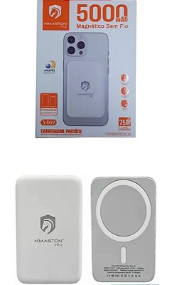 Bateria carregador portatil magnetico 5000mah sem fio h'maston yd19