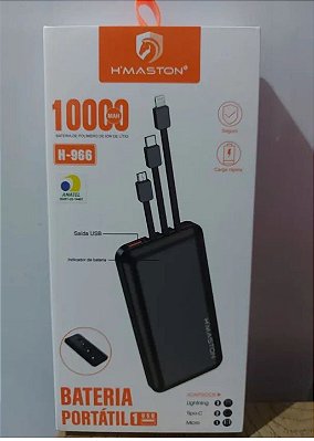 Carregador bateria portatil power bank 10000mah h'maston h-966