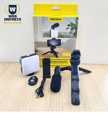 Kit de iluminacao fotografica com suporte/led/microfone oberon or-pl04