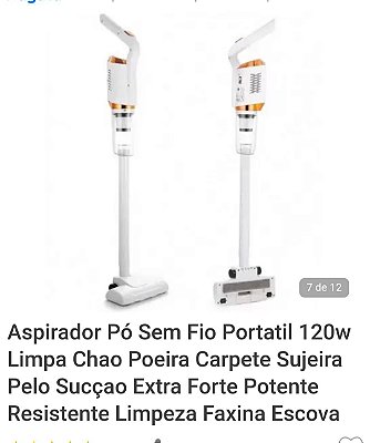 Aspirador de po a vacum recarregavel vtr-03694Aspirador Pó Sem Fio Portatil 120w Limpa Chao Poeira Carpete Sujeira Pelo