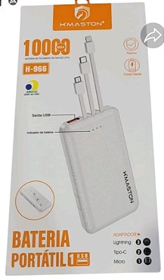Bateria carregador portatil power bank 10000mah h'maston h-966