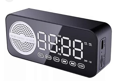 Caixa de som e relogio digital com despertador bluetooth/tf/radio recarregavel altomex ad-520