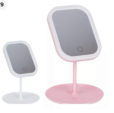 Espelho com led de mesa smart mirror touch qs-001 rosa