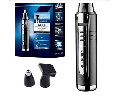 Aparelho de barbear e aparar pelos nariz e orelha e cabelo recarregavel  kemei km-6511