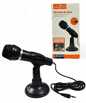 Microfone com fio de mesa com suporte lehmox ley-2173