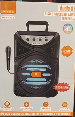 Caixa de som bluetooth/tf/aux/mic/usb com microfone recarregável h'sul hsy-1403