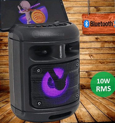 Caixa de som bluetooth/tf/fm radio/usb/aux/mic recarregavel  3'' kts-1225Caixa De Som Bluetooth - Modelo Kts-1225 Pendri
