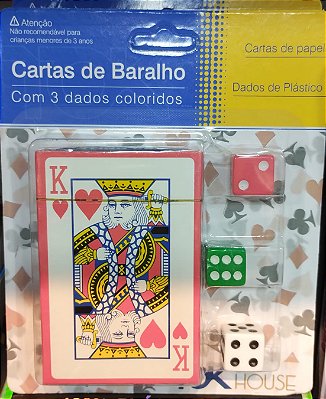 Cartas de baralho kit com dados