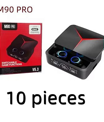 Fone de ouvido gamer led bluetooth sem fio power bank m90 pro