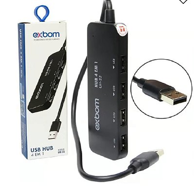 Hub extensor adaptador slim 4 em 1 usb exbom uh-25x